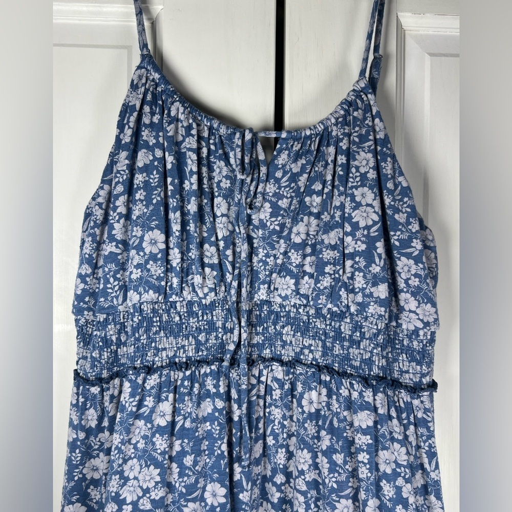 Lucky Brand Los Angeles Floral Printed Smocked Dress Gently Used Lined Sz M - Picture 5 of 8